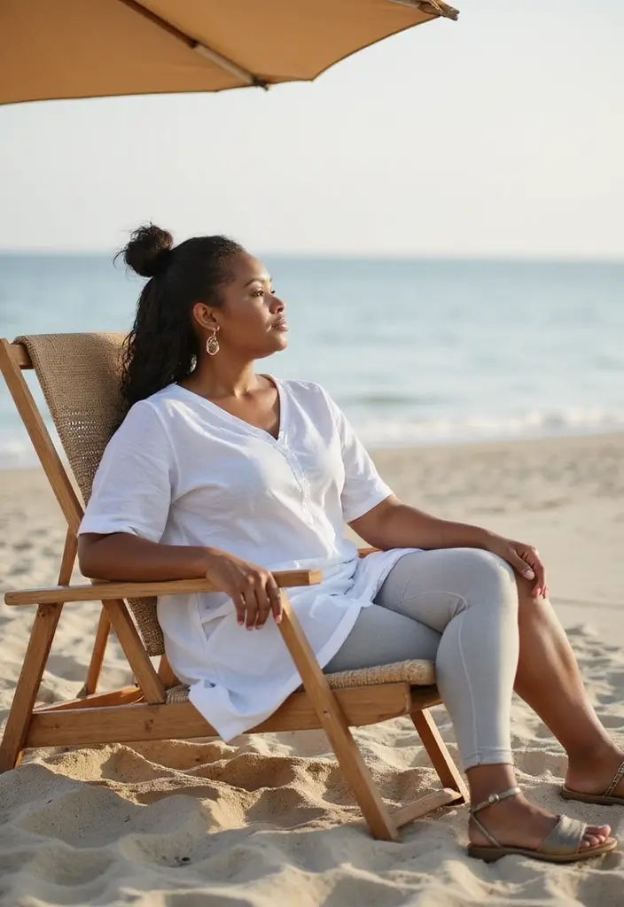 25 Beach Outfit Ideas That Flatter Every Figure - 10. Layered Look with a Tunic and Leggings