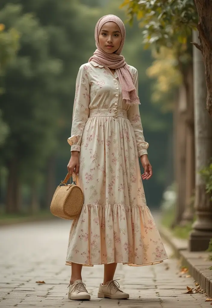 25 Chic Hijab Outfit Aesthetic To Copy Right Now - 11. Vintage-Inspired Outfits with Modern Touches