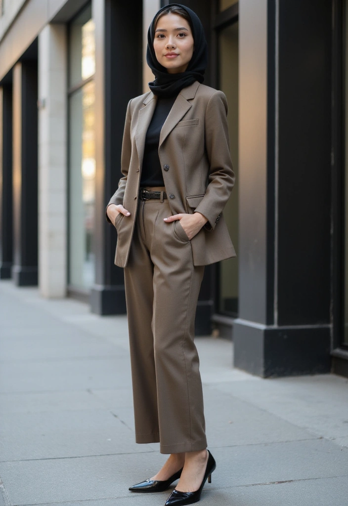 25 Chic Hijab Outfit Aesthetic To Copy Right Now - 17. Elegant Culottes and Fitted Tops