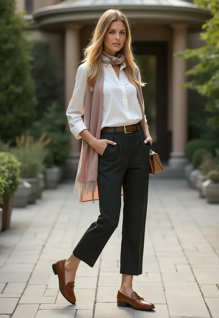 25 Chic Hijab Outfit Aesthetic To Copy Right Now - 21. Smart Casual with Chinos and a Silk Scarf
