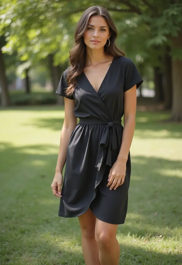 25 Chic Sign Out Outfit Ideas To Copy Right Now - 16. Sophisticated Wrap Dress
