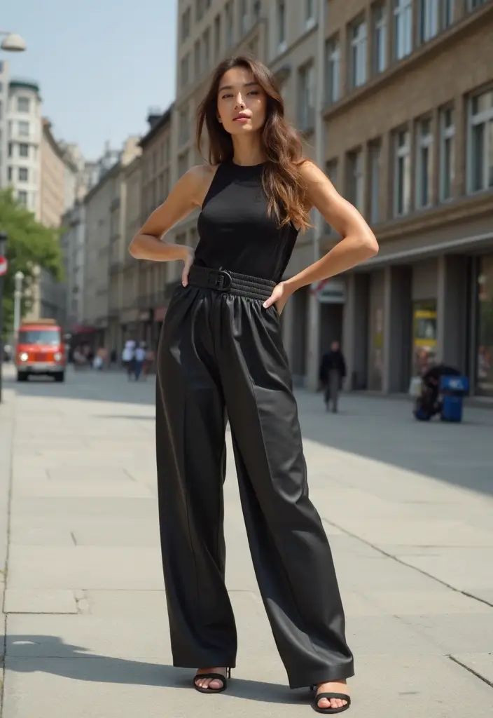25 Chic Sign Out Outfit Ideas To Copy Right Now - 18. Statement Trousers and Simple Top