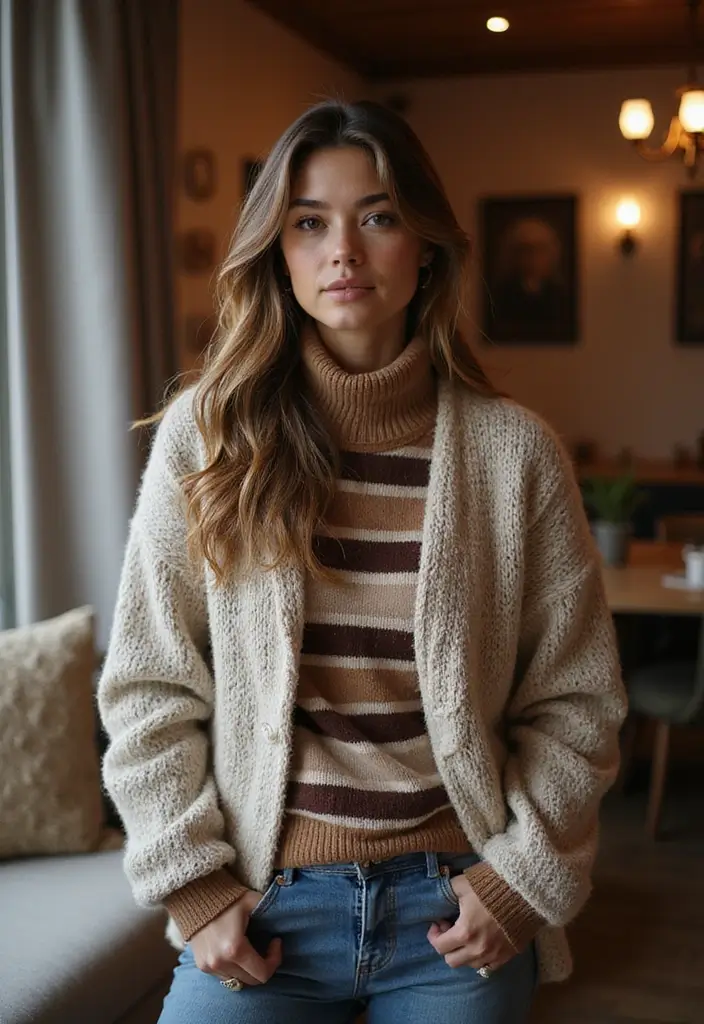 25 Striped Shirt Outfit Styling Tips To Wear With Confidence - 12. Playful Combinations: Layering with a Jumper