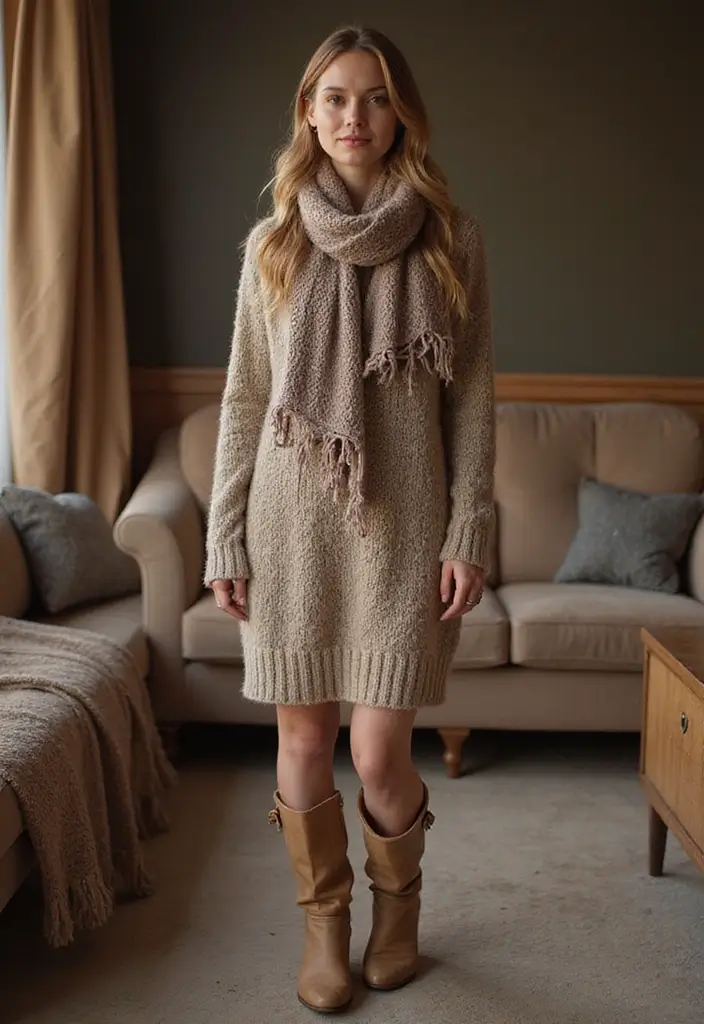 25 Trendy New Year Outfits To Refresh Your Closet - 1. Cozy Knit Dress