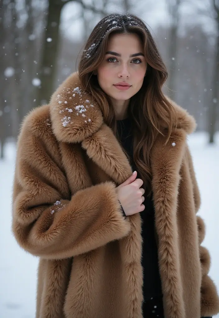 25 Trendy New Year Outfits To Refresh Your Closet - 5. Eco-Friendly Faux Fur Coat