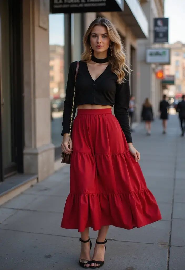 25 Trendy New Year Outfits To Refresh Your Closet - 6. Chic Midi Skirt with Layers
