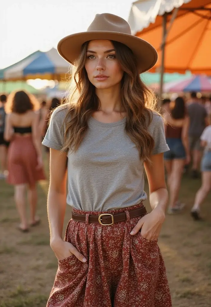 26 Festival Outfit Ideas Looks That Will Upgrade Your Wardrobe - 20. Wrap Skirts with Vintage Tees