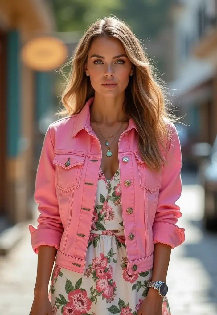26 Pink Party Outfits That Flatter Every Figure - 10. Stylish Pink Denim Jacket
