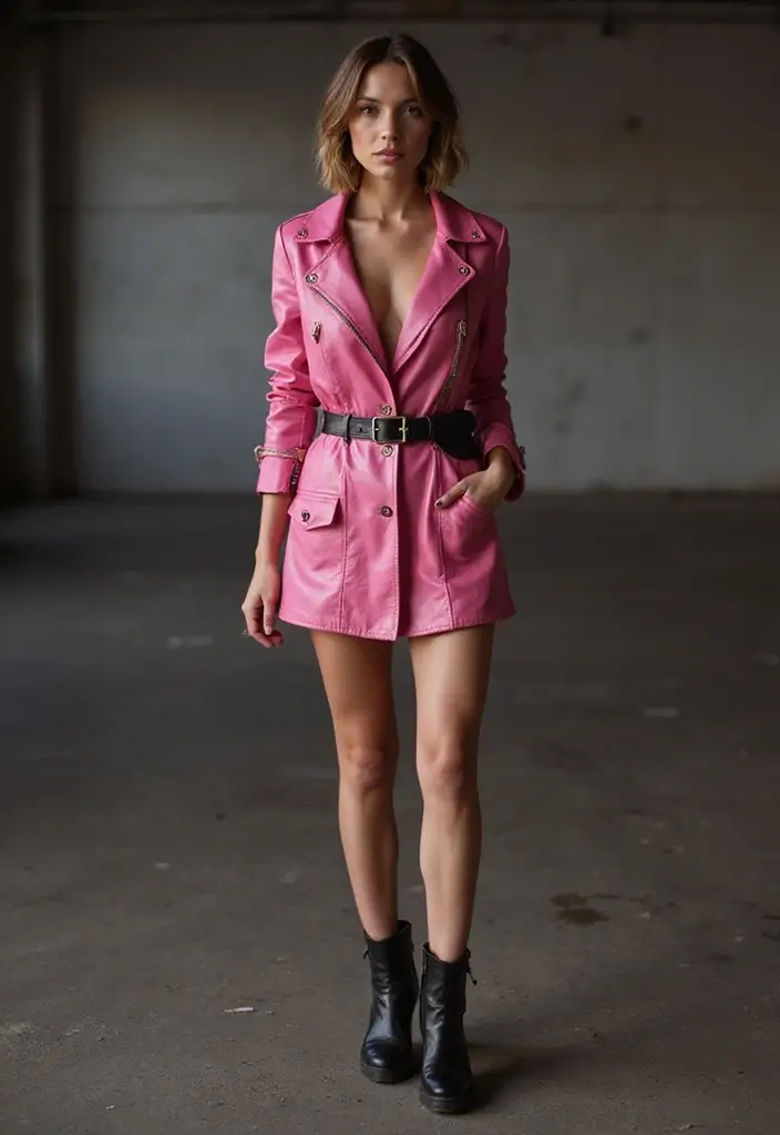 26 Pink Party Outfits That Flatter Every Figure - 19. Edgy Pink Leather Dress