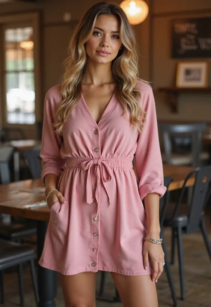 26 Pink Party Outfits That Flatter Every Figure - 24. Stylish Pink Cardigan Dress