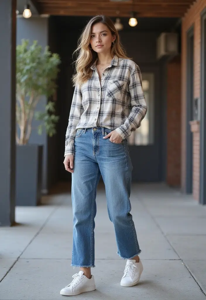 26 Trendy Checked Shirt Outfits To Refresh Your Closet - 1. Classic Oversized Look