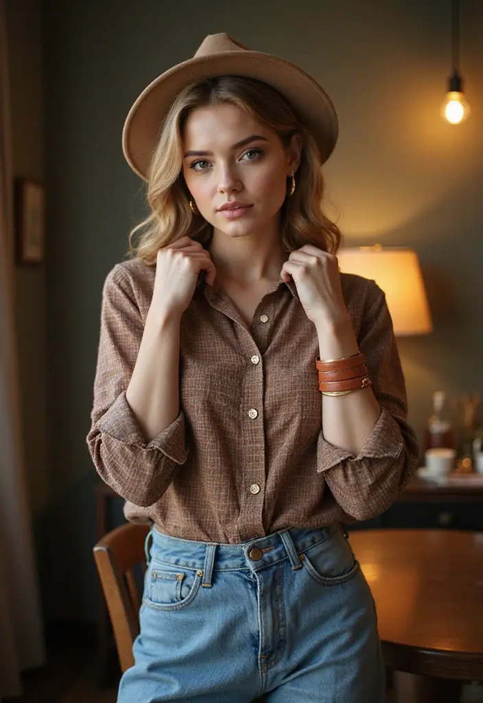 26 Trendy Checked Shirt Outfits To Refresh Your Closet - 13. Vintage Inspiration