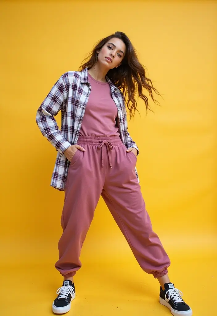 26 Trendy Checked Shirt Outfits To Refresh Your Closet - 16. Sporty Casual Look