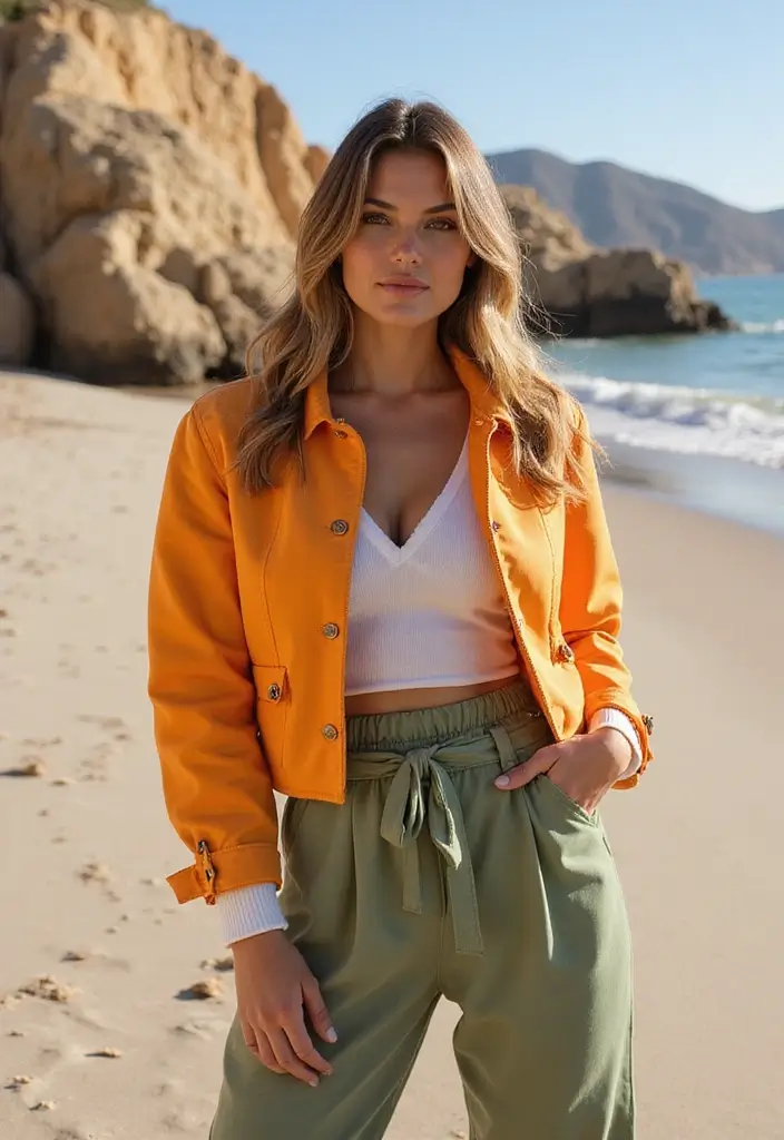 26 Winter Beach Outfit Styling Tips To Wear With Confidence - 11. Beachy Bottoms: High-Waisted Pants