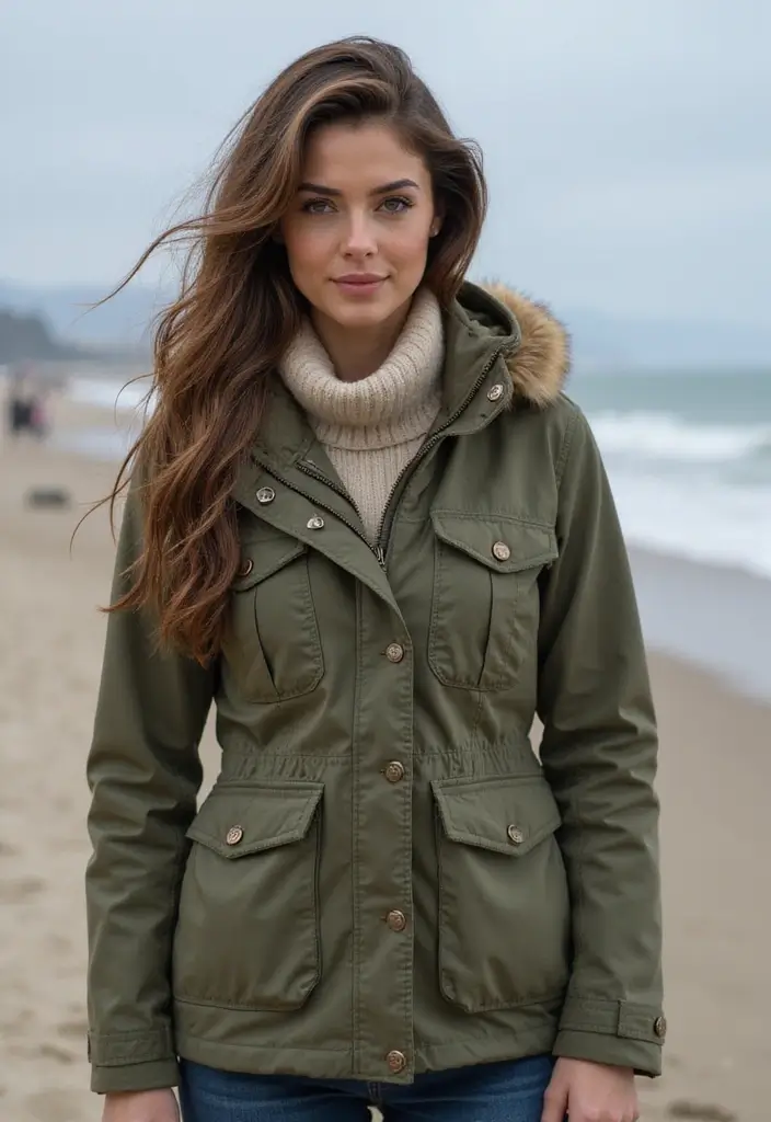 26 Winter Beach Outfit Styling Tips To Wear With Confidence - 23. Stylish Utility Jackets