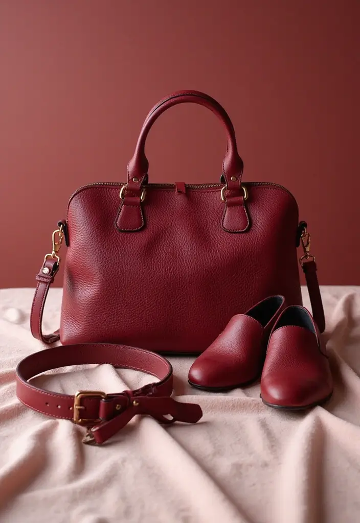 27 Chic Wine Red Outfit To Copy Right Now - 8. Wine Red Accessories to Amp Up Any Outfit