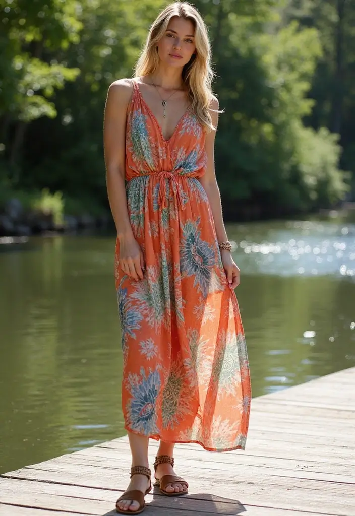 27 Fresh Lake Day Outfit Ideas You Need To Try - 1. Breezy Maxi Dress