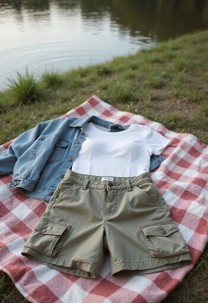 27 Fresh Lake Day Outfit Ideas You Need To Try - 17. Stylish Cargo Shorts