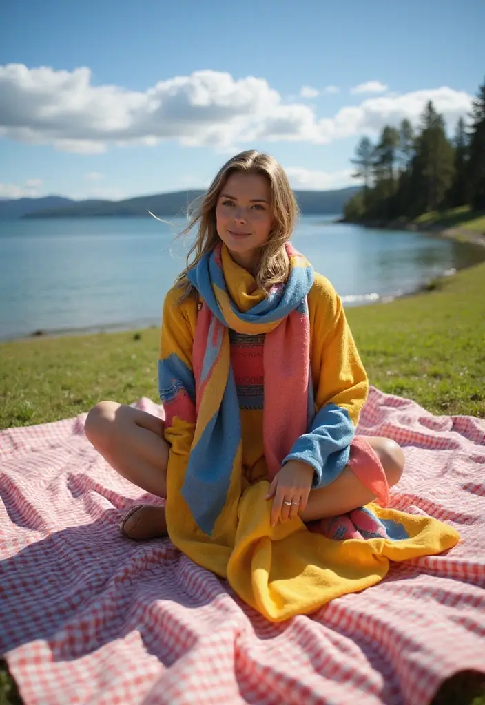 27 Fresh Lake Day Outfit Ideas You Need To Try - 25. Multi-Functional Scarves