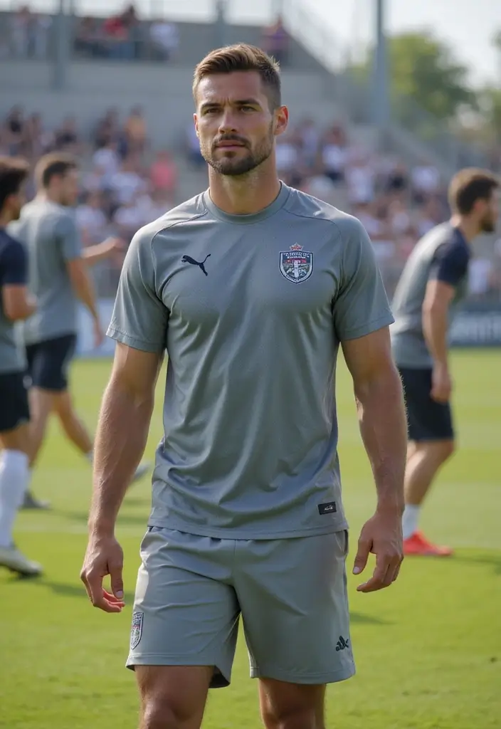 27 Grey Shirt Outfit Men Inspirations For Real Life - 22. Grey Sports Jersey with Athletic Shorts
