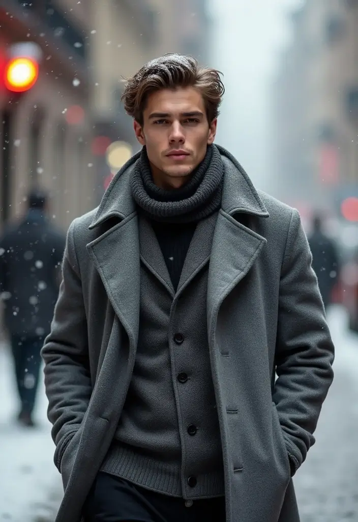 27 Grey Shirt Outfit Men Inspirations For Real Life - 9. Grey Overshirt Layered with a Turtleneck