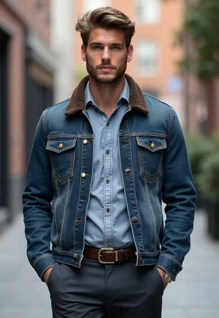 27 Prom Boys Outfit That Flatter Every Figure - 10. Vintage Denim Jacket Ensemble