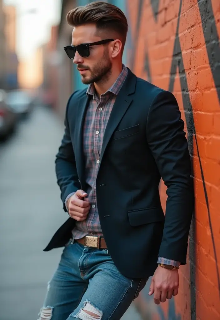 27 Prom Boys Outfit That Flatter Every Figure - 23. Ripped Jeans with Smart Blazer