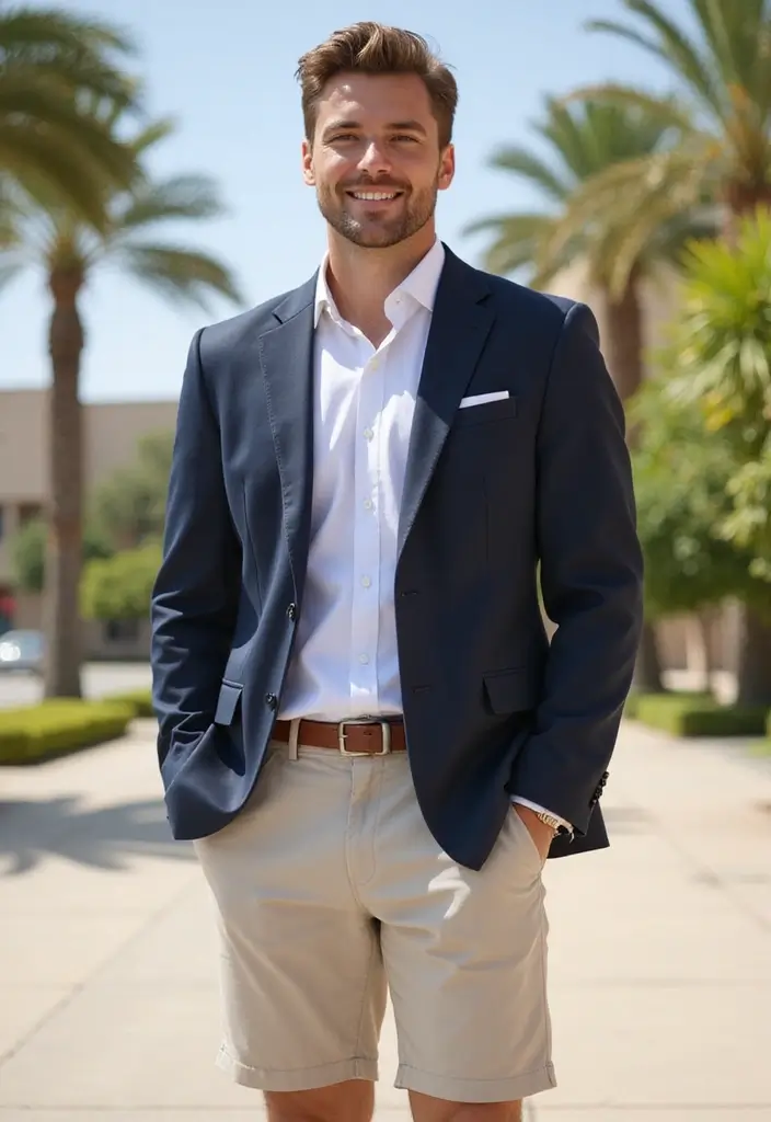 27 Prom Boys Outfit That Flatter Every Figure - 25. Tailored Shorts with Smart Shirt