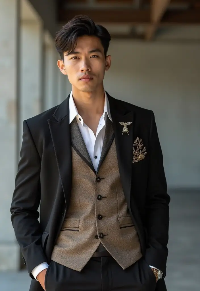 27 Prom Boys Outfit That Flatter Every Figure - 9. Layered Looks with Accessories