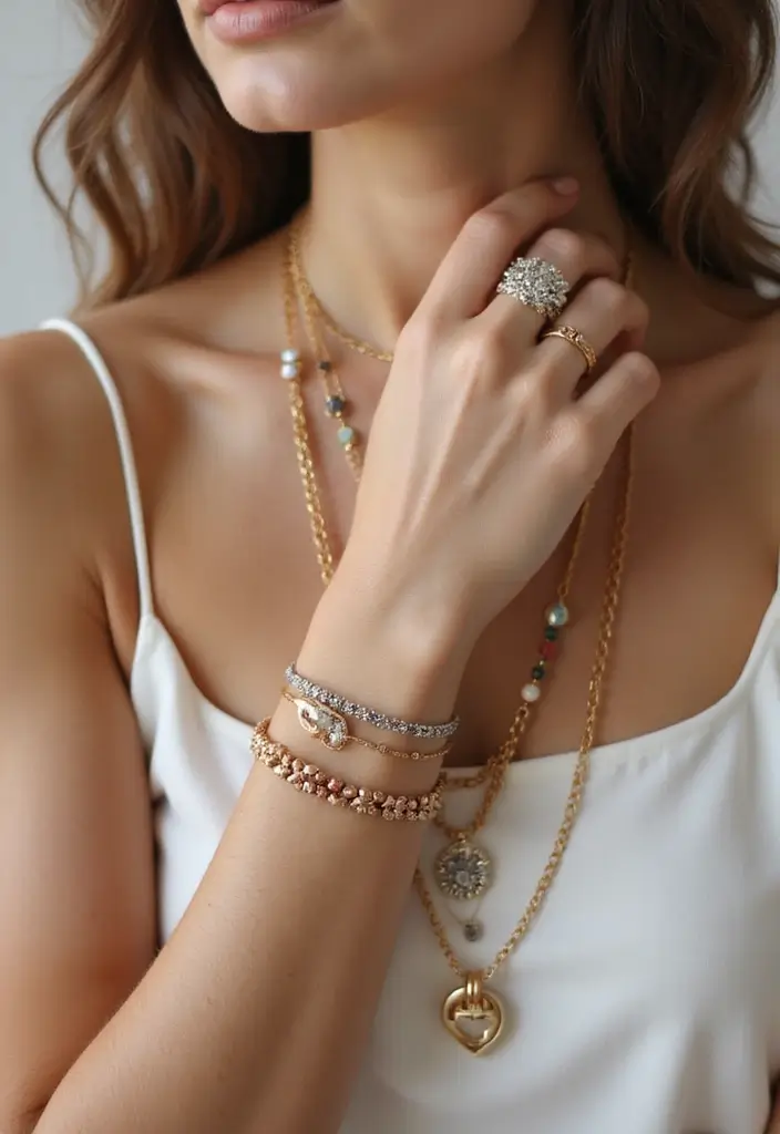 27 Russian Aesthetic Outfit Styling Tips To Wear With Confidence - 13. Layered Jewelry