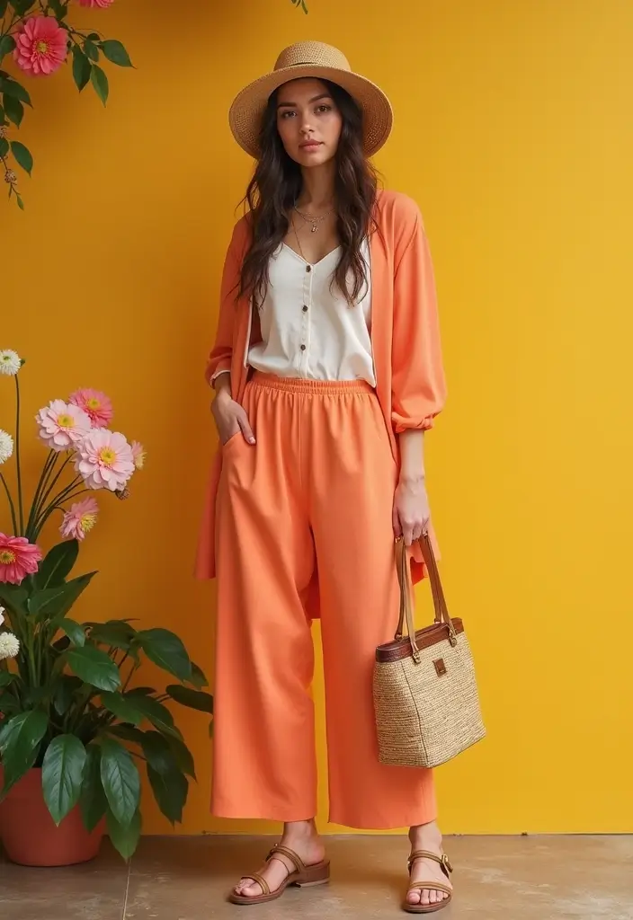 27 Spring Brunch Outfit Looks That Will Upgrade Your Wardrobe - 14. Color Block Ensemble with Eco-Friendly Accessories
