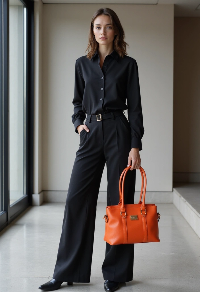 27 Stylish Black Long Sleeve Shirt Outfit For Every Occasion - 11. Classic Monochrome Look