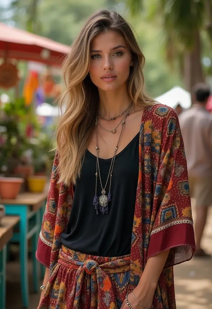 27 Stylish Black Long Sleeve Shirt Outfit For Every Occasion - 12. Boho Layers