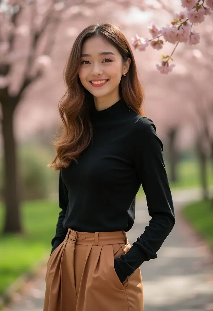 27 Stylish Black Long Sleeve Shirt Outfit For Every Occasion - 19. Feminine Touch