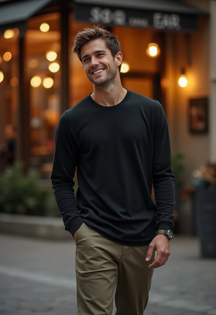 27 Stylish Black Long Sleeve Shirt Outfit For Every Occasion - 20. Laid-back Yet Stylish