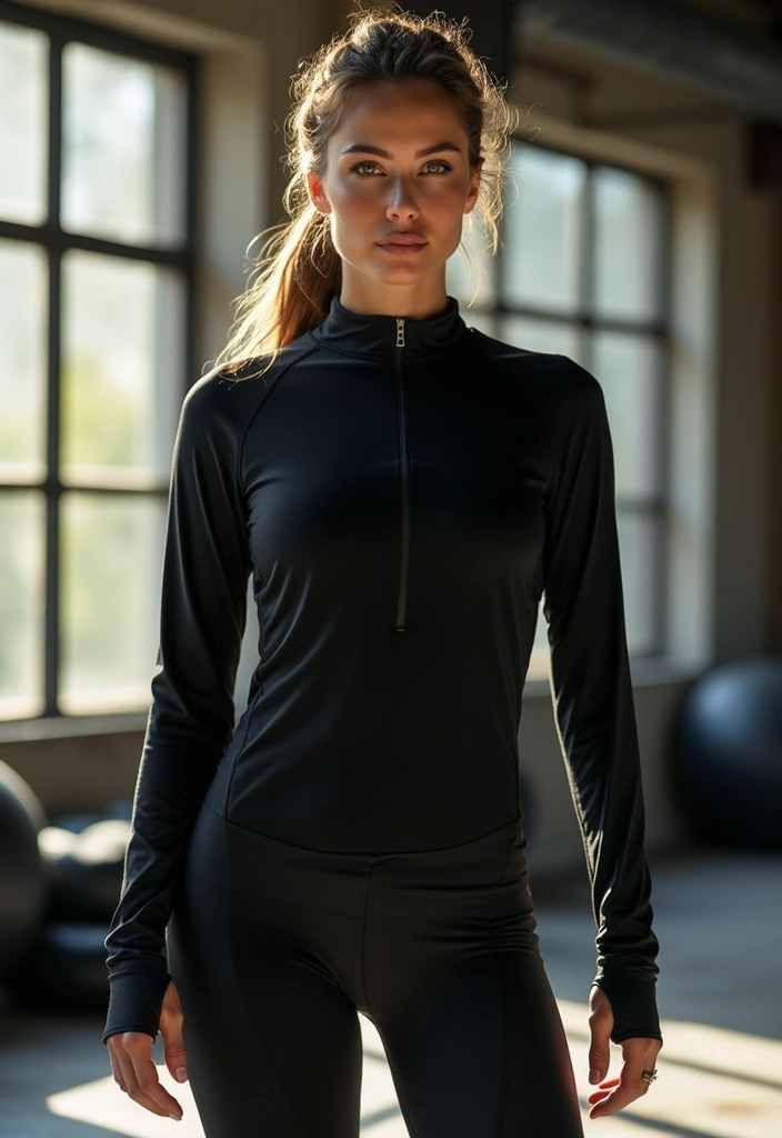 27 Stylish Black Long Sleeve Shirt Outfit For Every Occasion - 27. Stylish and Sustainable Activewear