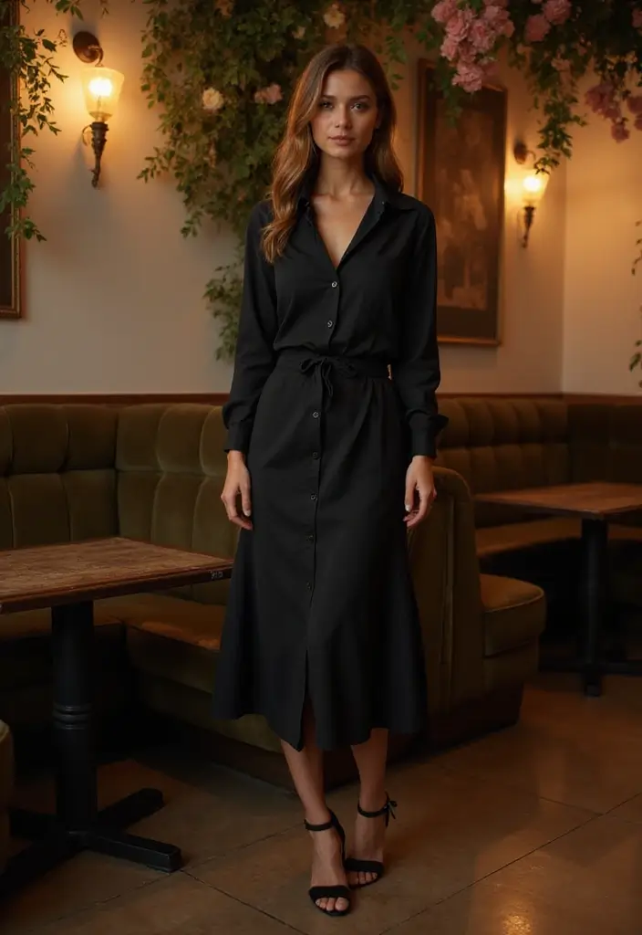 27 Stylish Black Long Sleeve Shirt Outfit For Every Occasion - 3. Classic Date Night