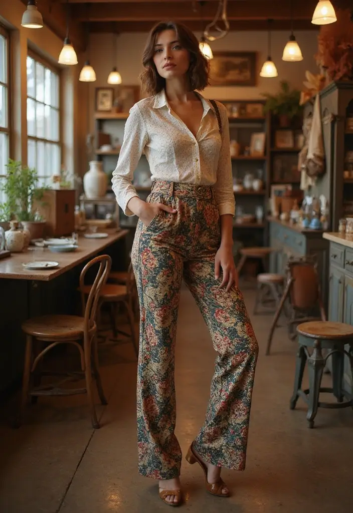 27 Stylish Flare Pants Outfit For Every Occasion - 10. Classic Vintage Look