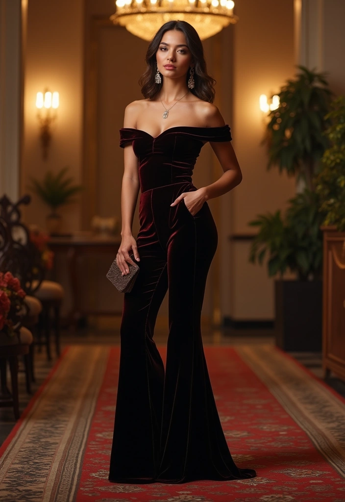 27 Stylish Flare Pants Outfit For Every Occasion - 12. Luxurious Evening Wear