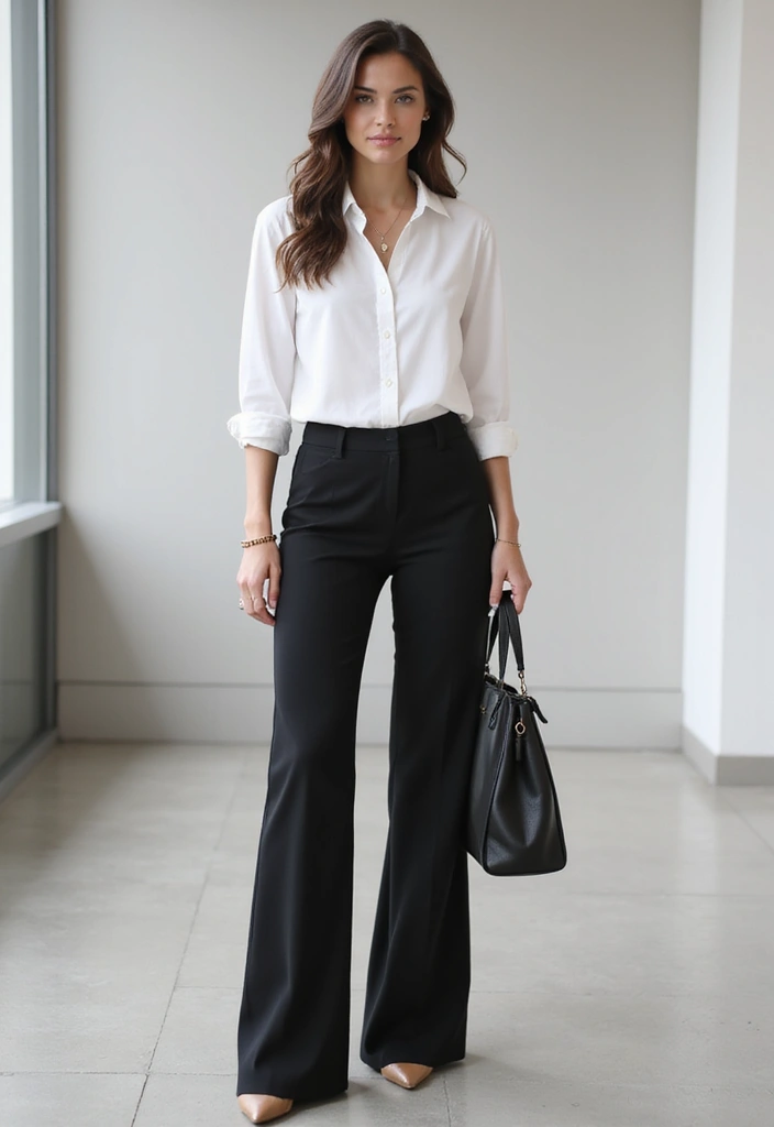 27 Stylish Flare Pants Outfit For Every Occasion - 23. Minimalist Chic
