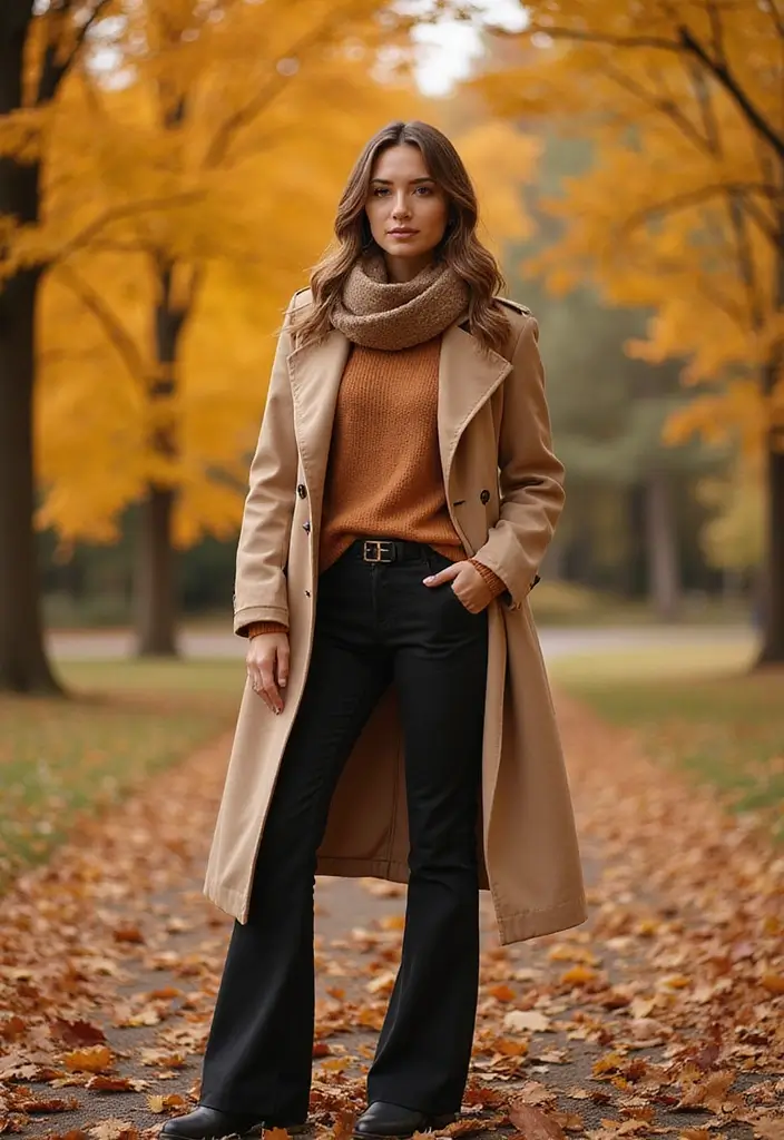 27 Stylish Flare Pants Outfit For Every Occasion - 7. Chic Layering for Fall
