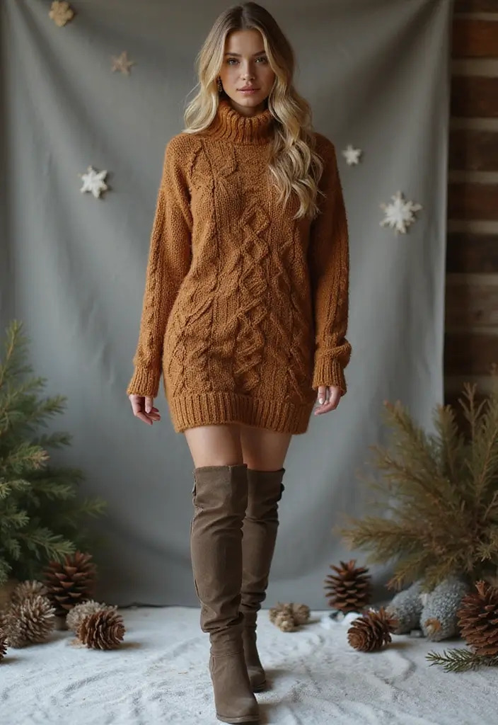 27 Winter Bridal Shower Outfits That Flatter Every Figure - 1. Cozy Chunky Knit Sweater Dress