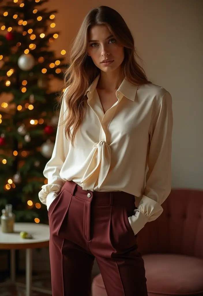 27 Winter Bridal Shower Outfits That Flatter Every Figure - 10. Sleek Trousers with a Stylish Blouse