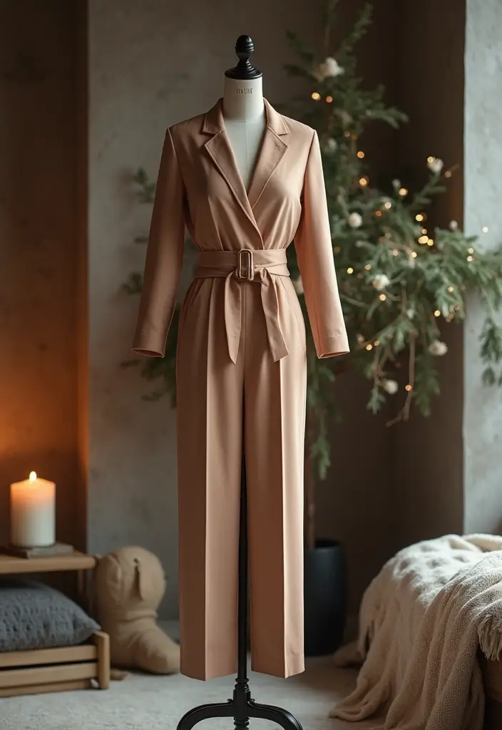 27 Winter Bridal Shower Outfits That Flatter Every Figure - 3. Stylish Jumpsuit with Belt