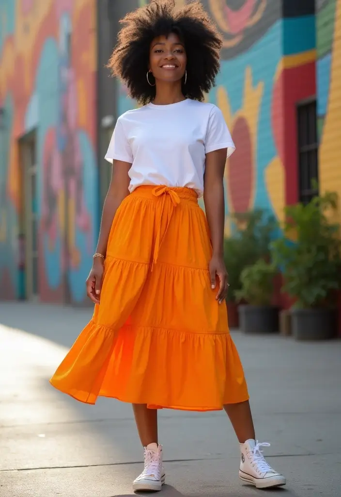 28 Amiri Shoes Outfit Black Women Inspirations For Real Life - 12. Bold Colors with Amiri High Tops