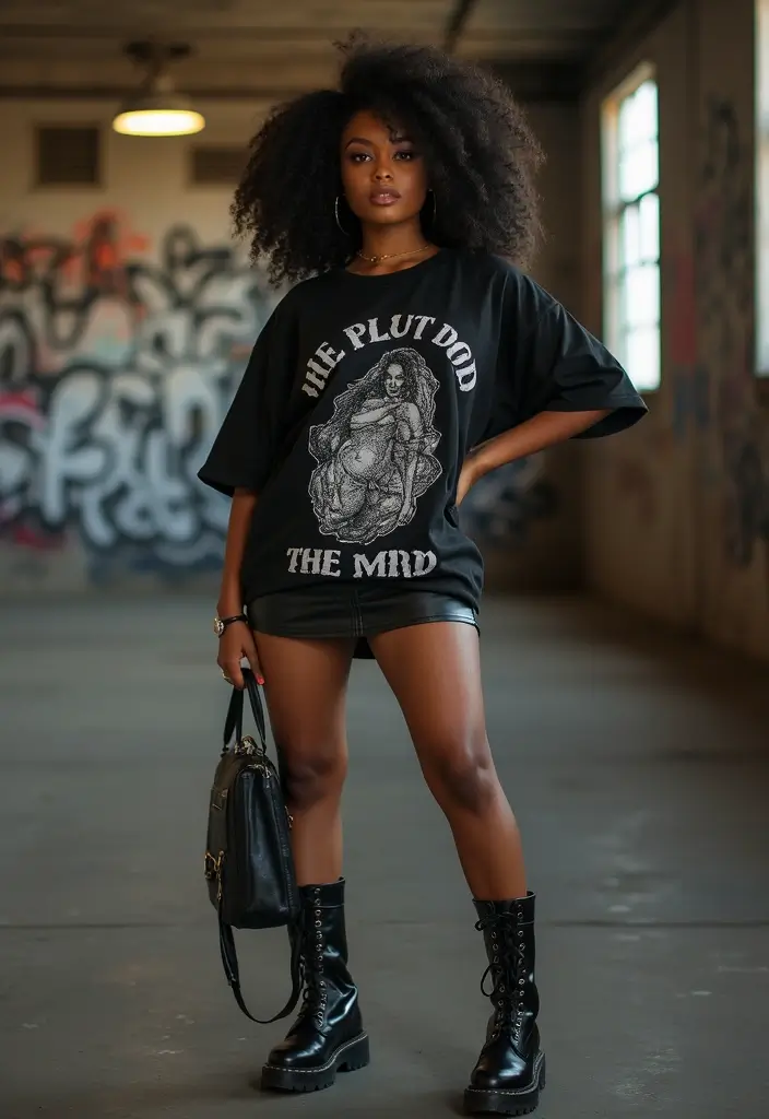 28 Amiri Shoes Outfit Black Women Inspirations For Real Life - 2. Edgy Vibes with Amiri Combat Boots