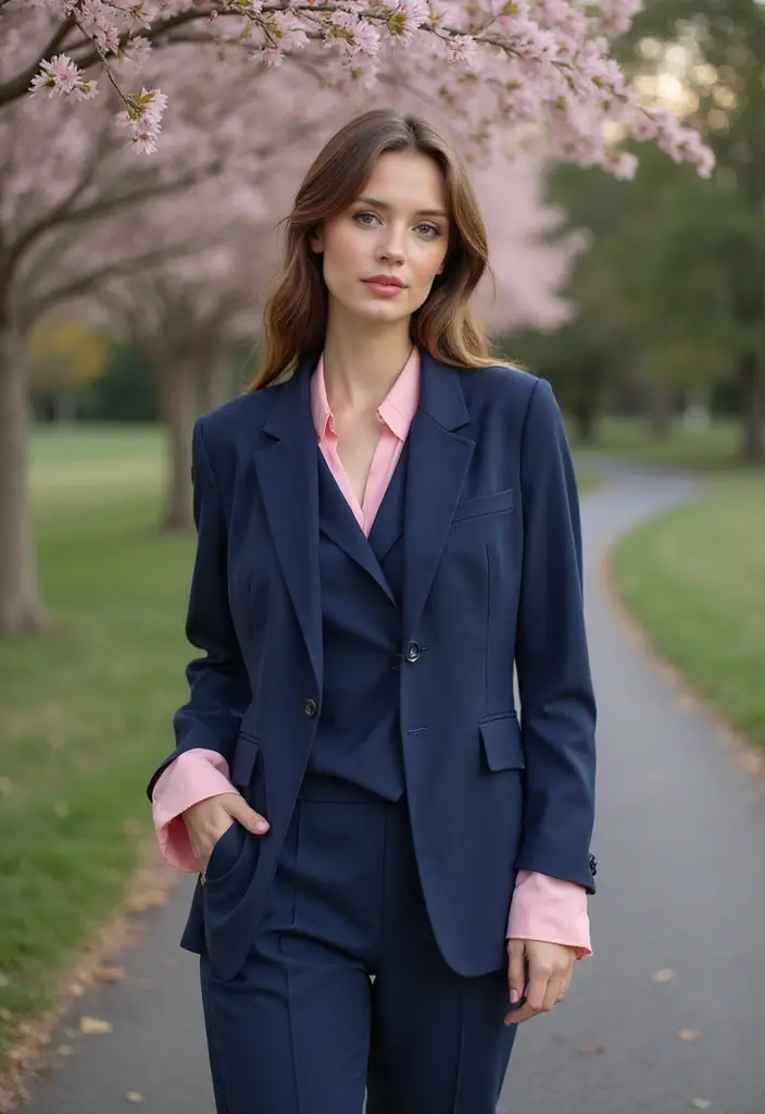 28 Azul Marino Combinacion Outfit Inspirations For Real Life - 18. Navy Blue with Pastel Pink