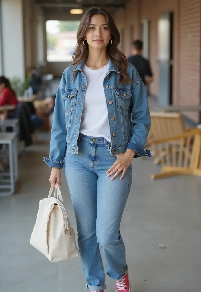 28 Cute Outfit Ideas For School Inspirations For Real Life - 1. Classic Denim and Tee