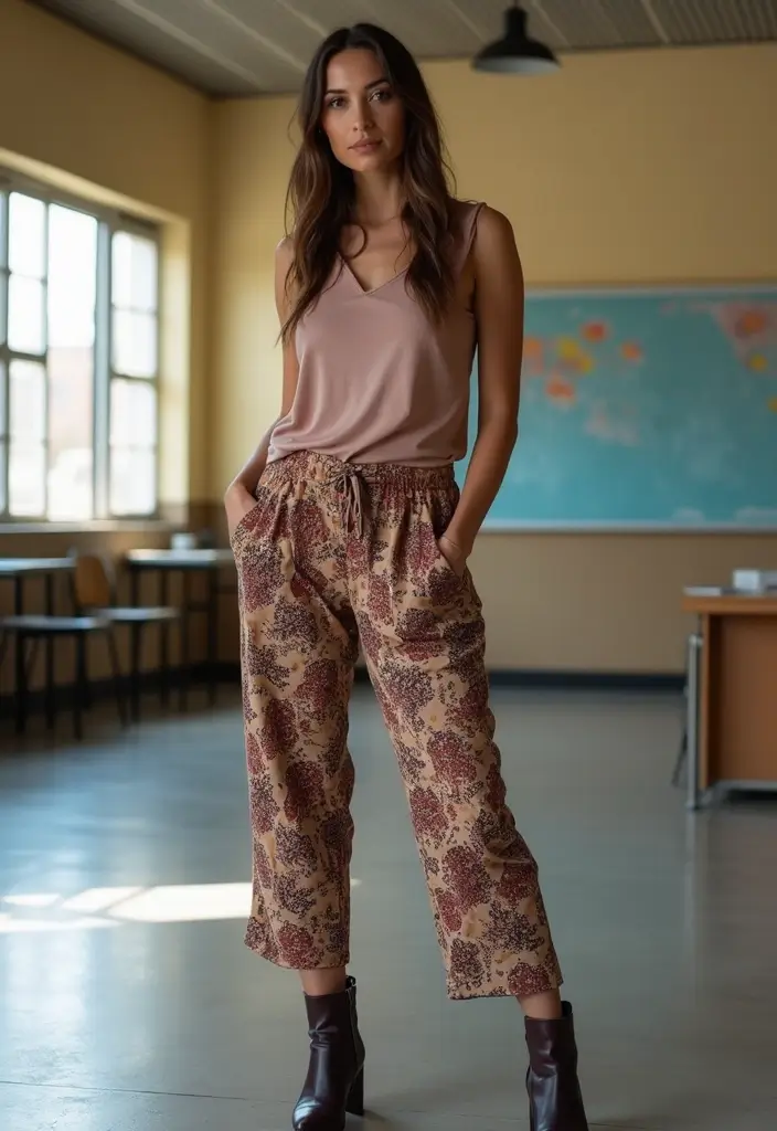 28 Cute Outfit Ideas For School Inspirations For Real Life - 12. Printed Trousers