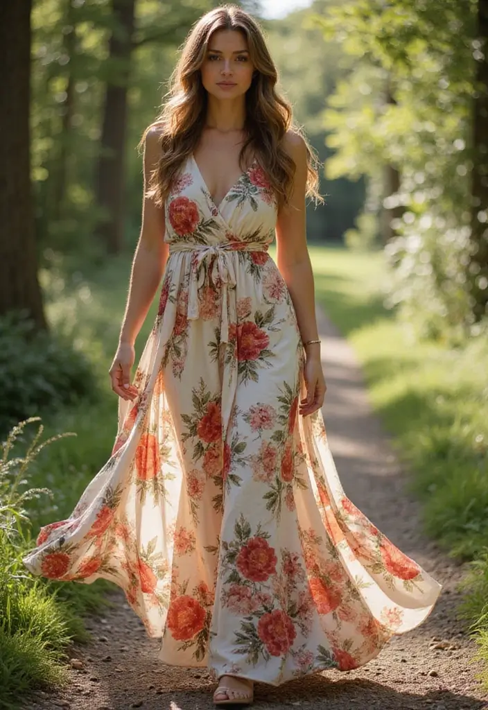 28 Fresh Girls Night Out Outfit Ideas Black Women Ideas You Need To Try - 1. Flowy Maxi Dress with Floral Prints